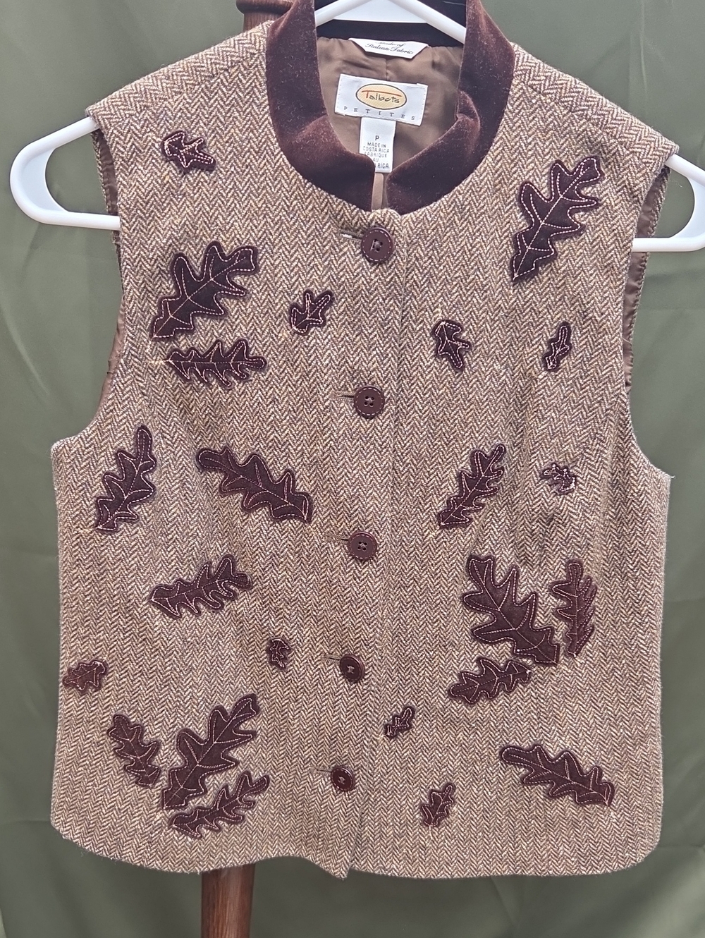 Talbots Petite Brown Tweed Vest